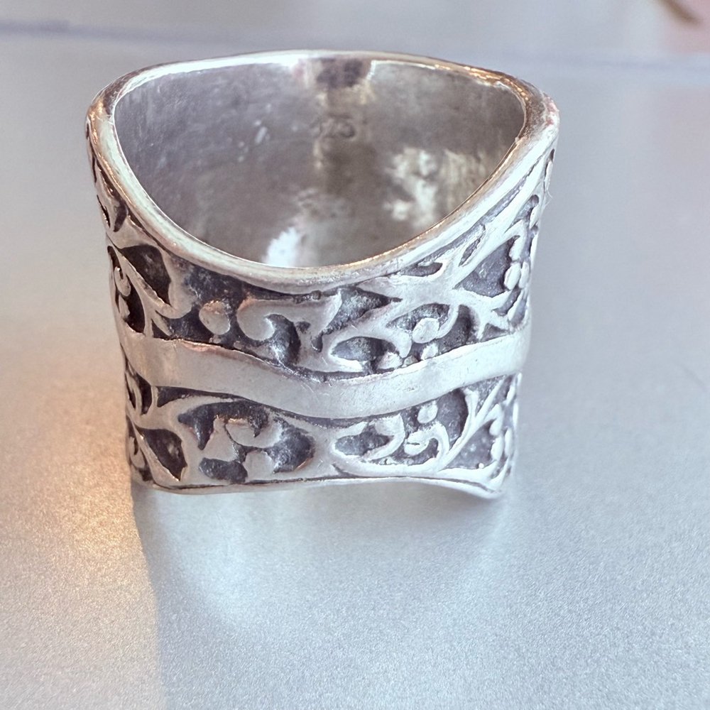 Silpada Eternal Tree Filigree 18mm Wide Band Sterling Silver 925 Retired Ring - Picture 5 of 7